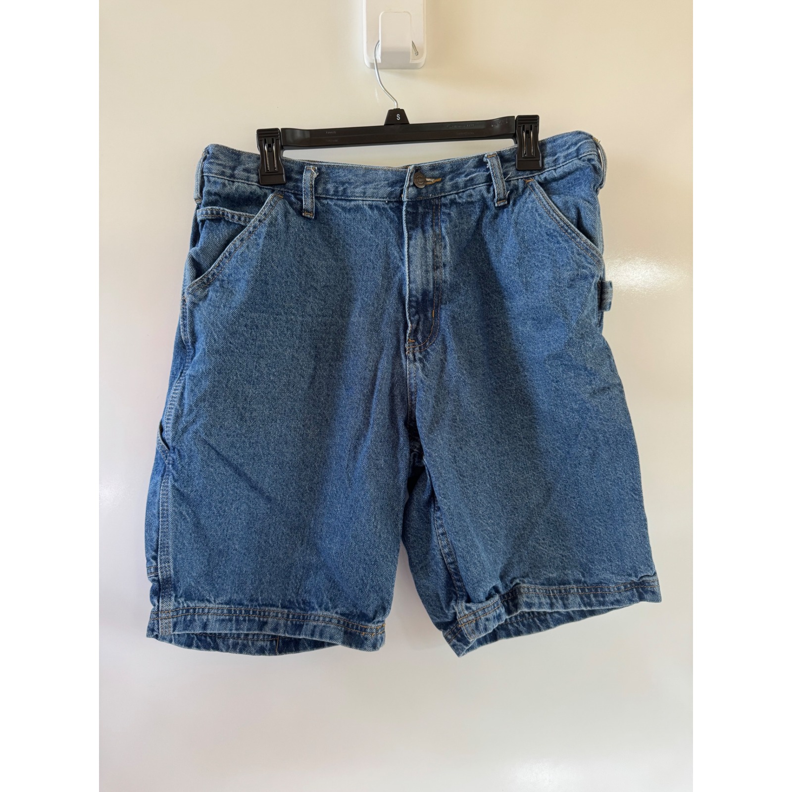 Rural King Mens Blue Denim Carpenter Shorts Size 34 Workwear Hammer Loop